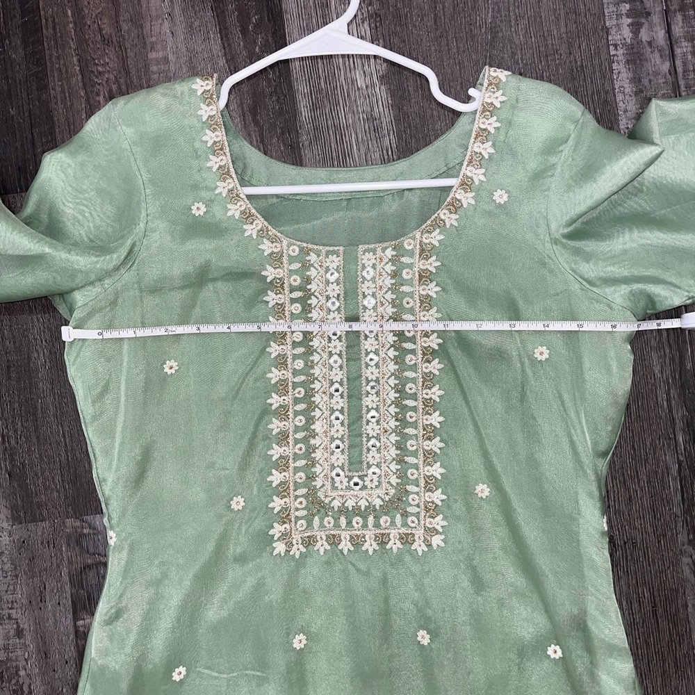 Elegant Green Embroidered Women's Top